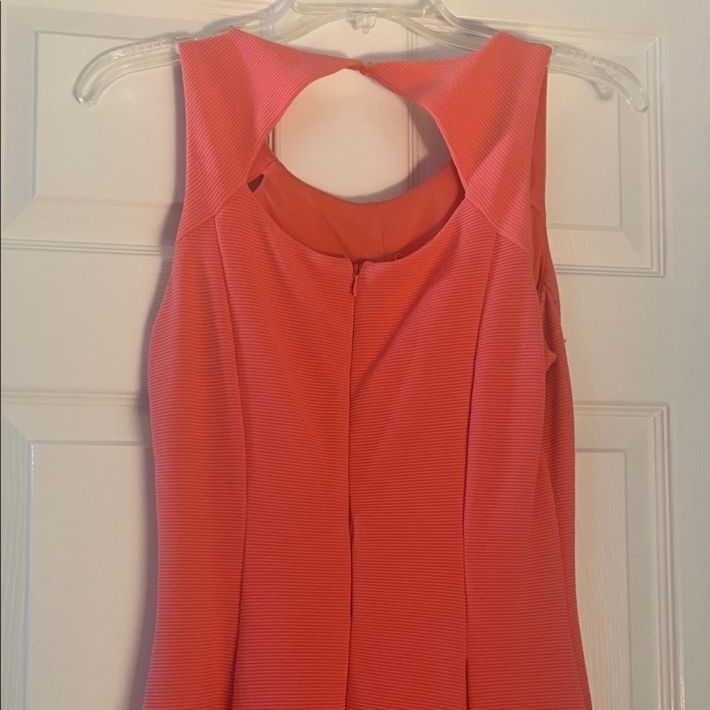 Elegant Coral Sleeveless Dress - Picture 4 of 7
